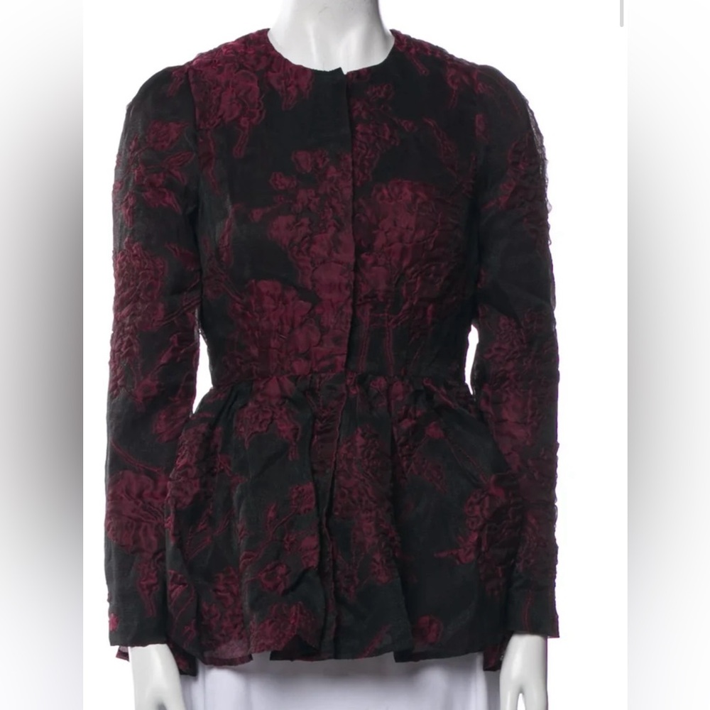 Co. Elegant Black and Burgundy Floral Jacket NWT